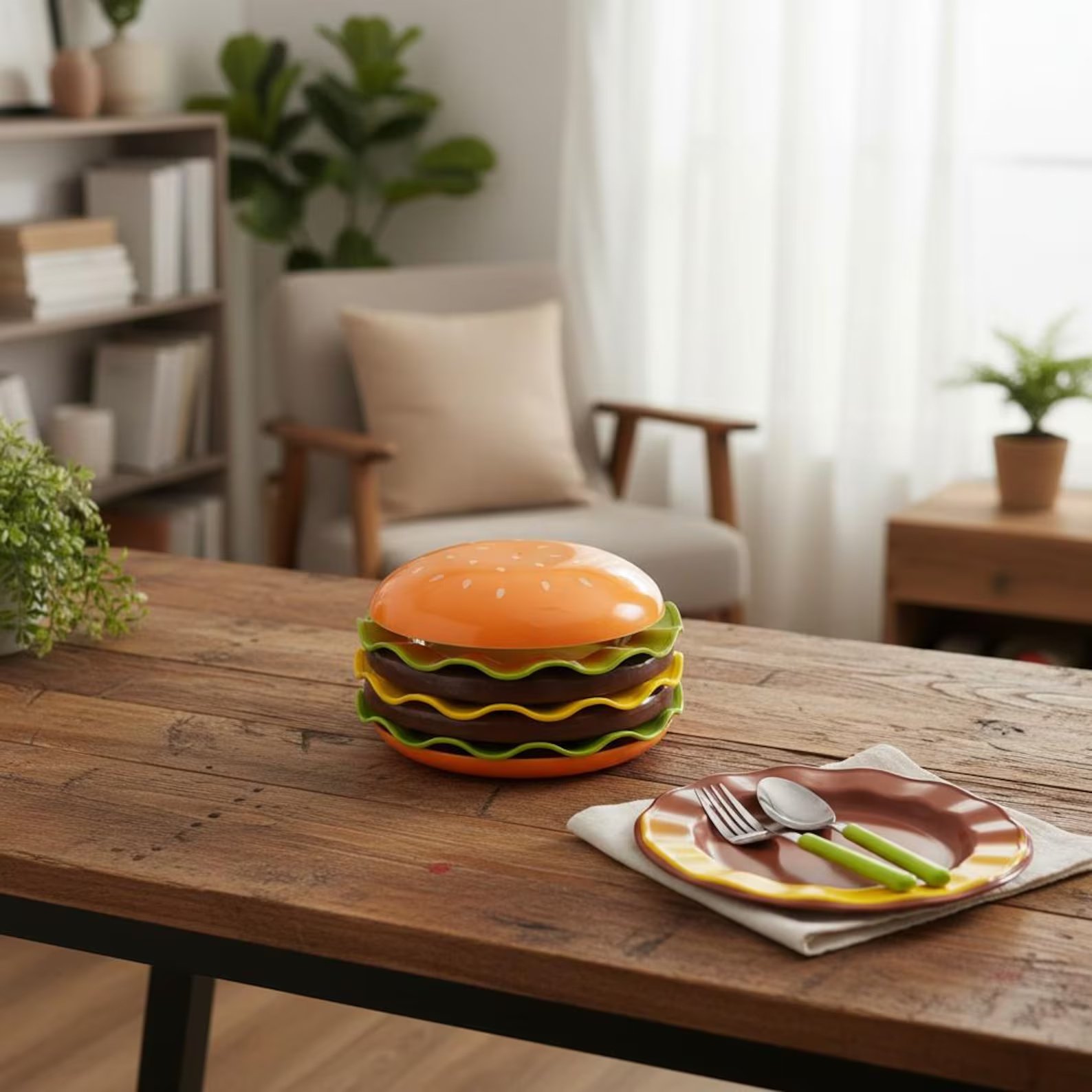 Creative 7-Piece Hamburger Tableware & Snack Storage Set product image (5)
