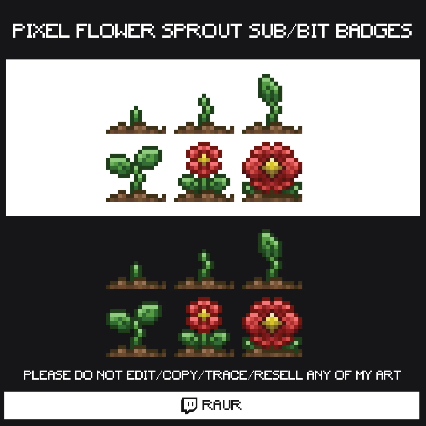 Twitch Pixel Sprouting Flower - Sub/Bit Badges product image (1)