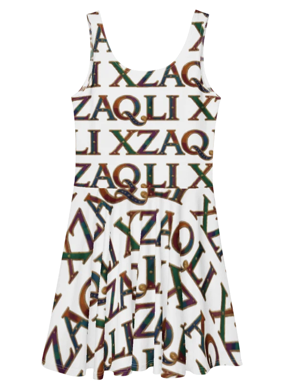 XZAQLI Ivory Monogram Skater Dress product image (3)