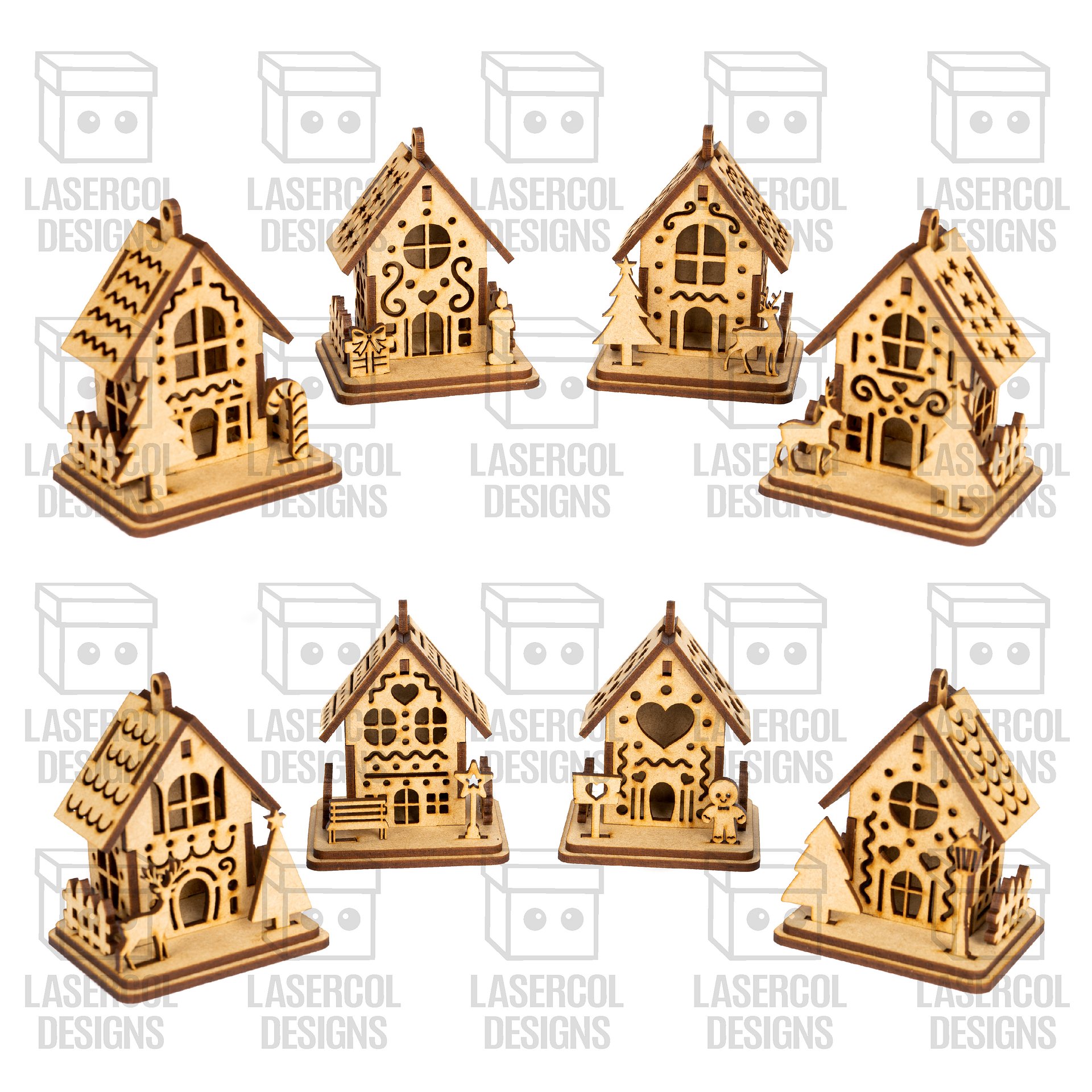 Christmas Houses Ornaments (8 Styles) - Laser Cut Files product image (8)