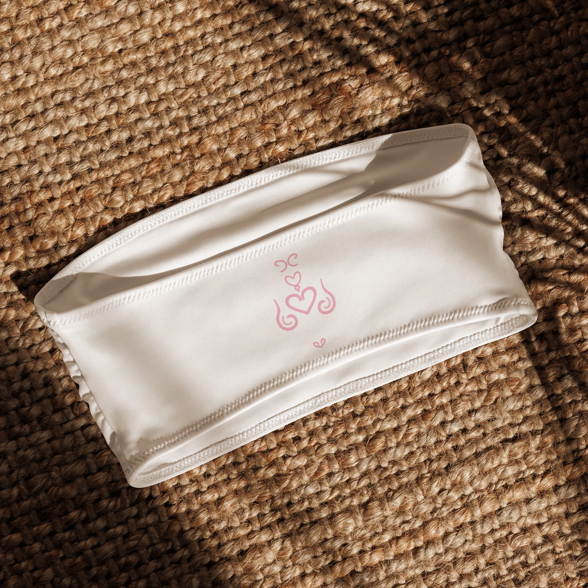 pink heart ornamental bandeau bikini top - white product image (2)