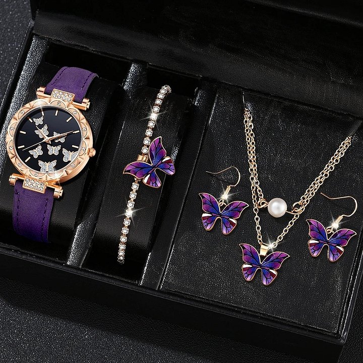 Luxury Purple Butterfly Jewelry & Watch Set product image (1)