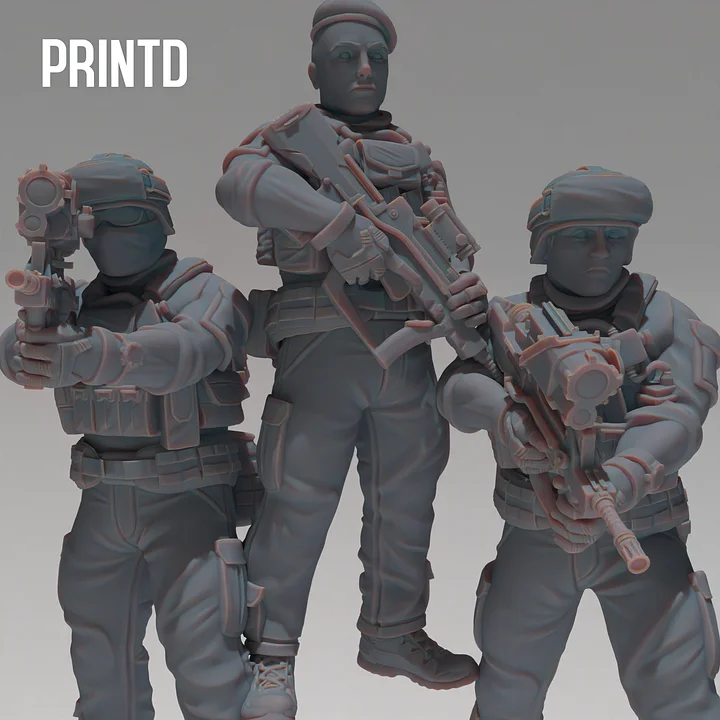 French FAMAS Army Soldiers - Modern Warfare Wargame Hobby Resin Scale Models product image (1)