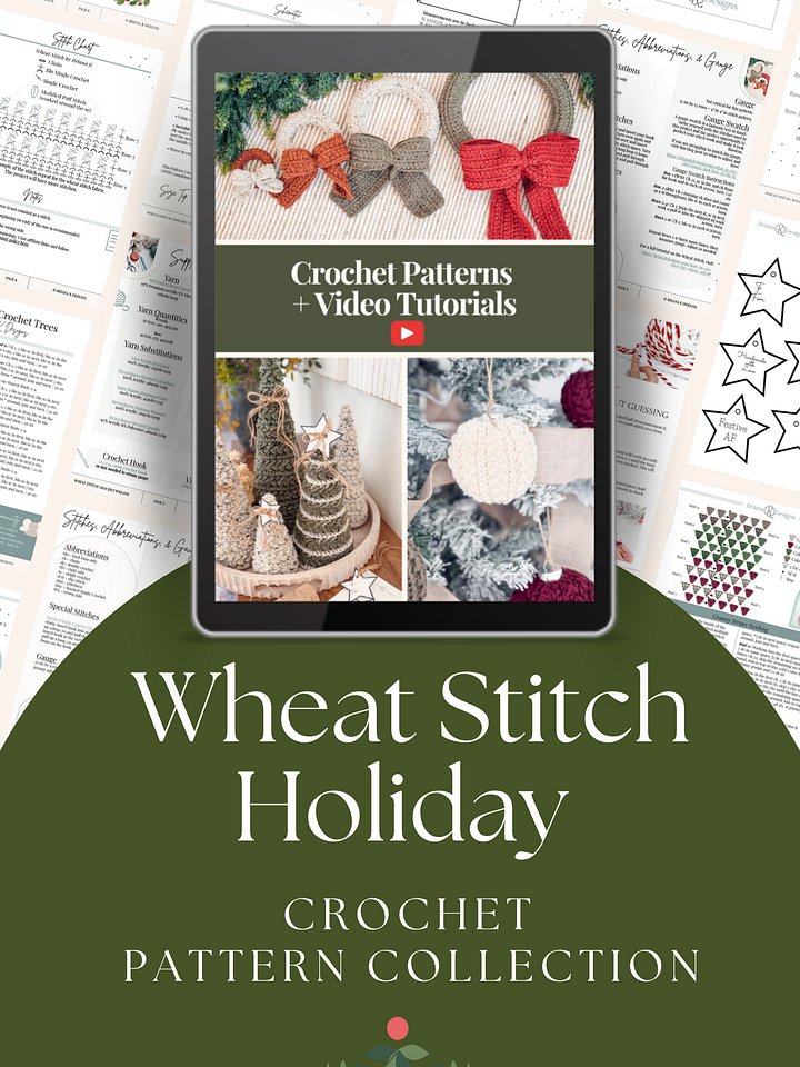 🎄🔔 Wheat Stitch™ Holiday Decor Bundle: Ornament, Wreath & Tree Crochet Patterns product image (1)