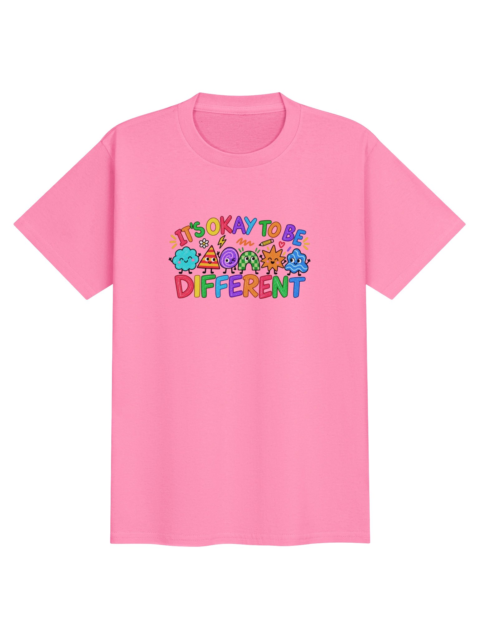 "Its Okay to be different" kids Tshirt Bright Pink product image (1)