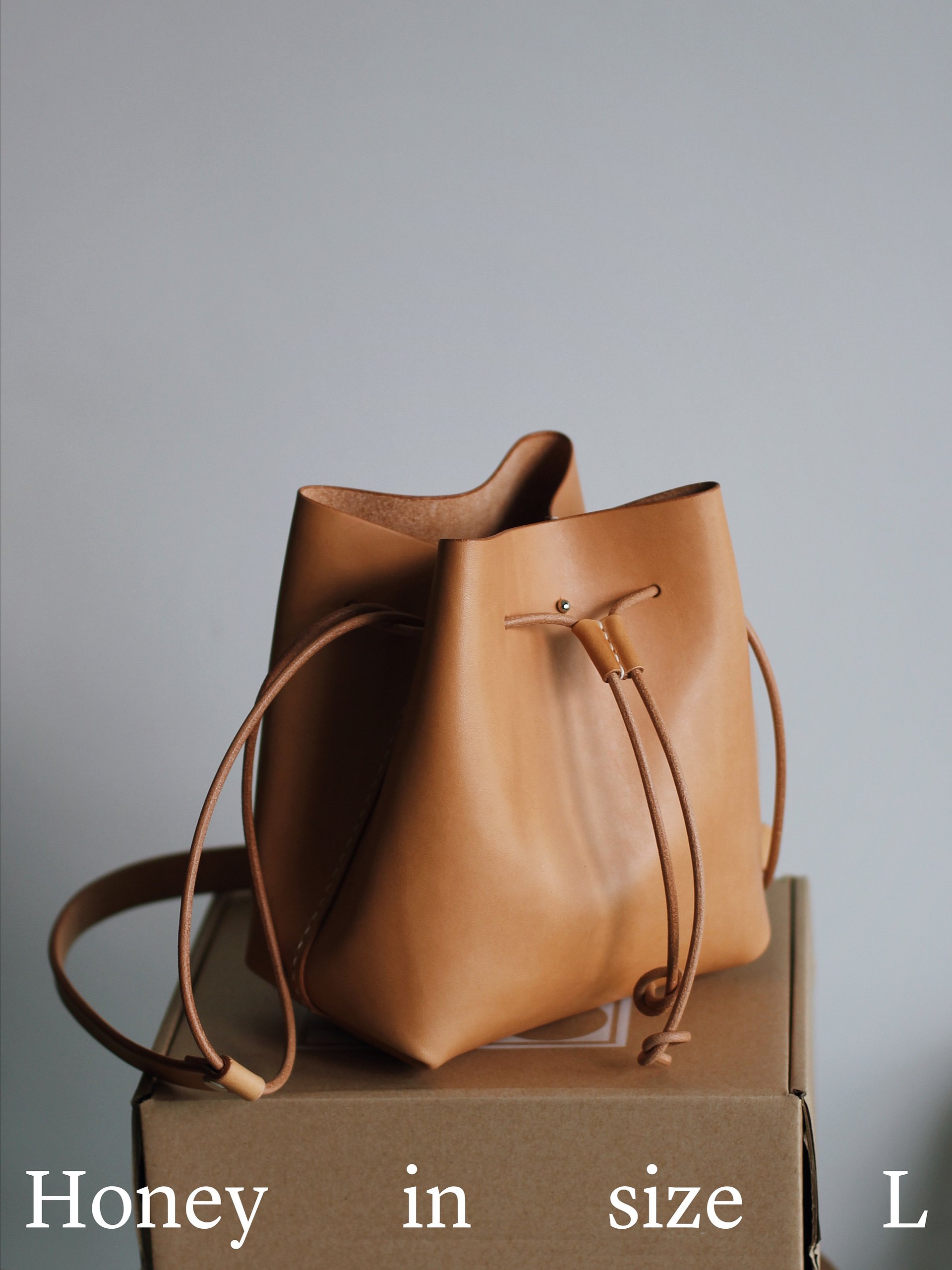 Leather Drawstring Bucket Bag product image (4)