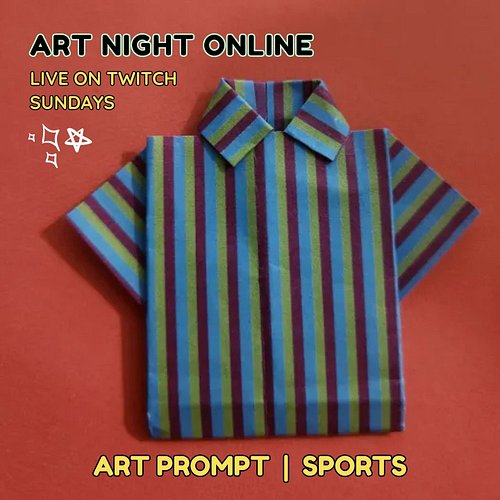 It's Sunday so we play #tunes and make #art! Join us on #Twitch NOW! Today your prompt is #Sports! Art by the amazing jettahN...