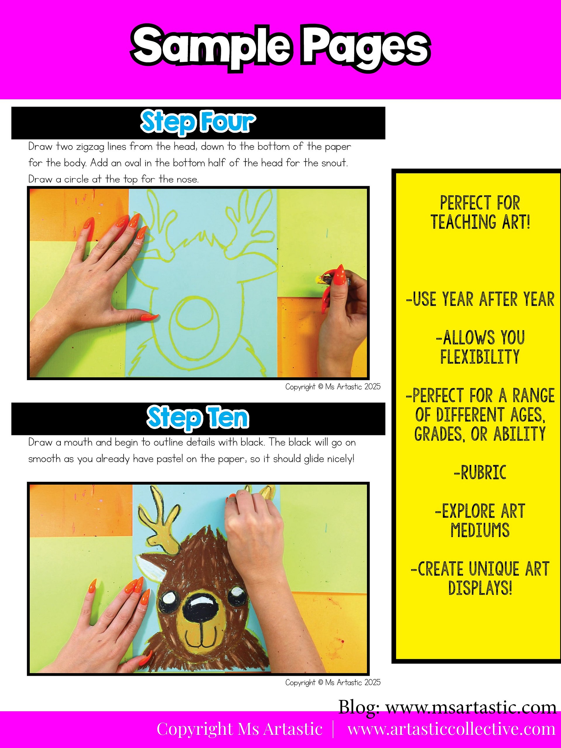Christmas Art Project Reindeer Art Lesson Christmas Art Activity December Art product image (7)