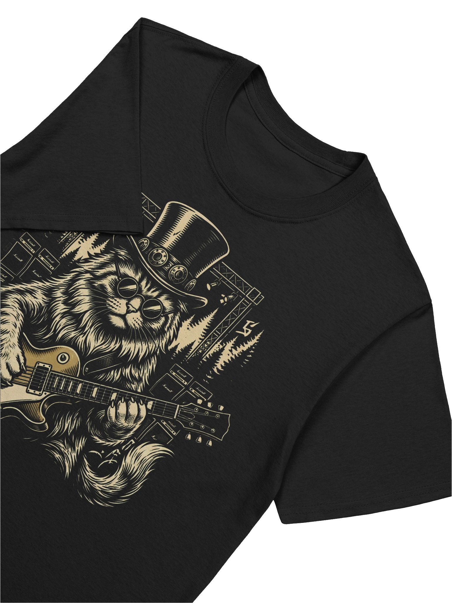 Slash Cat Guitar T-shirt | Funny Rock Music Guitar Tee product image (5)