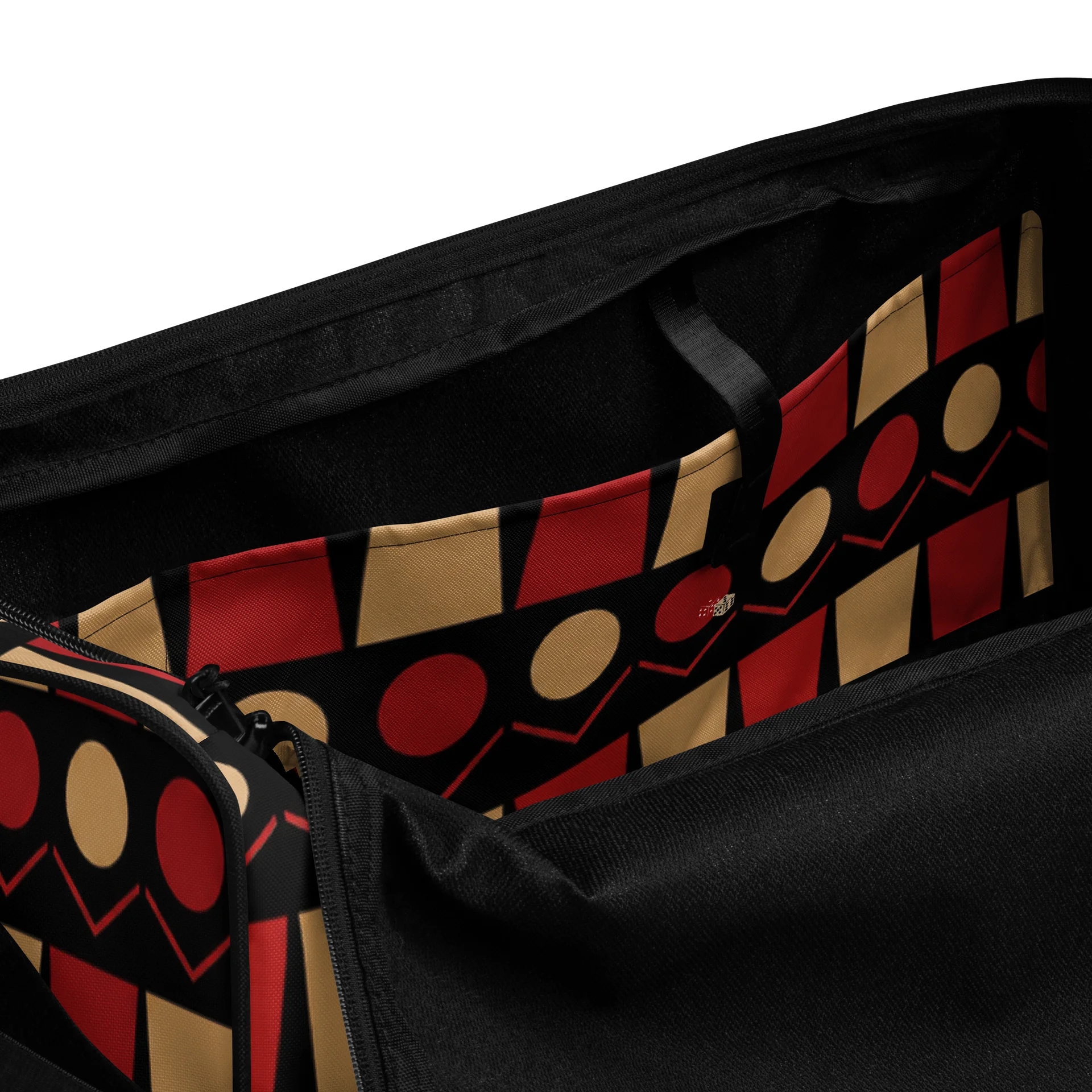Geometric Red & Beige Pattern Duffle Bag product image (6)