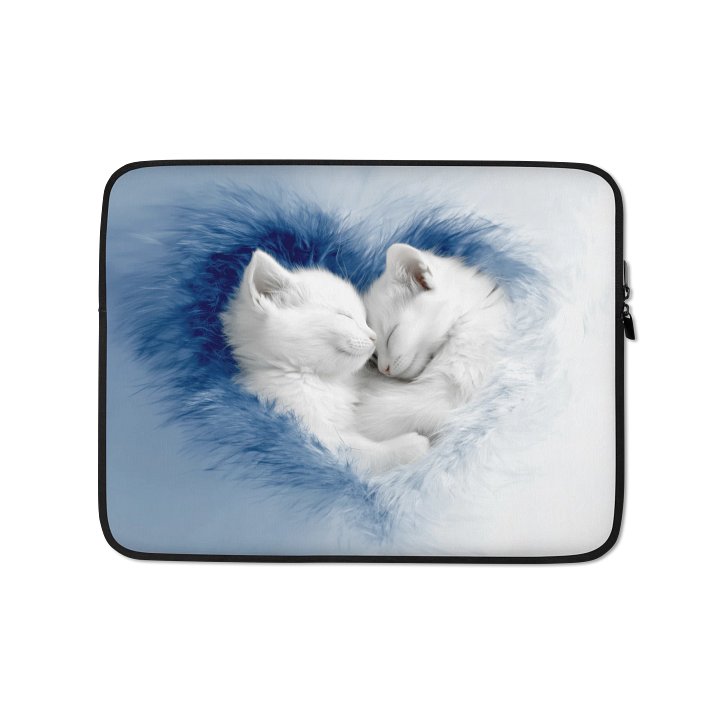 Kitten Love on Blue Laptop Sleeve product image (1)