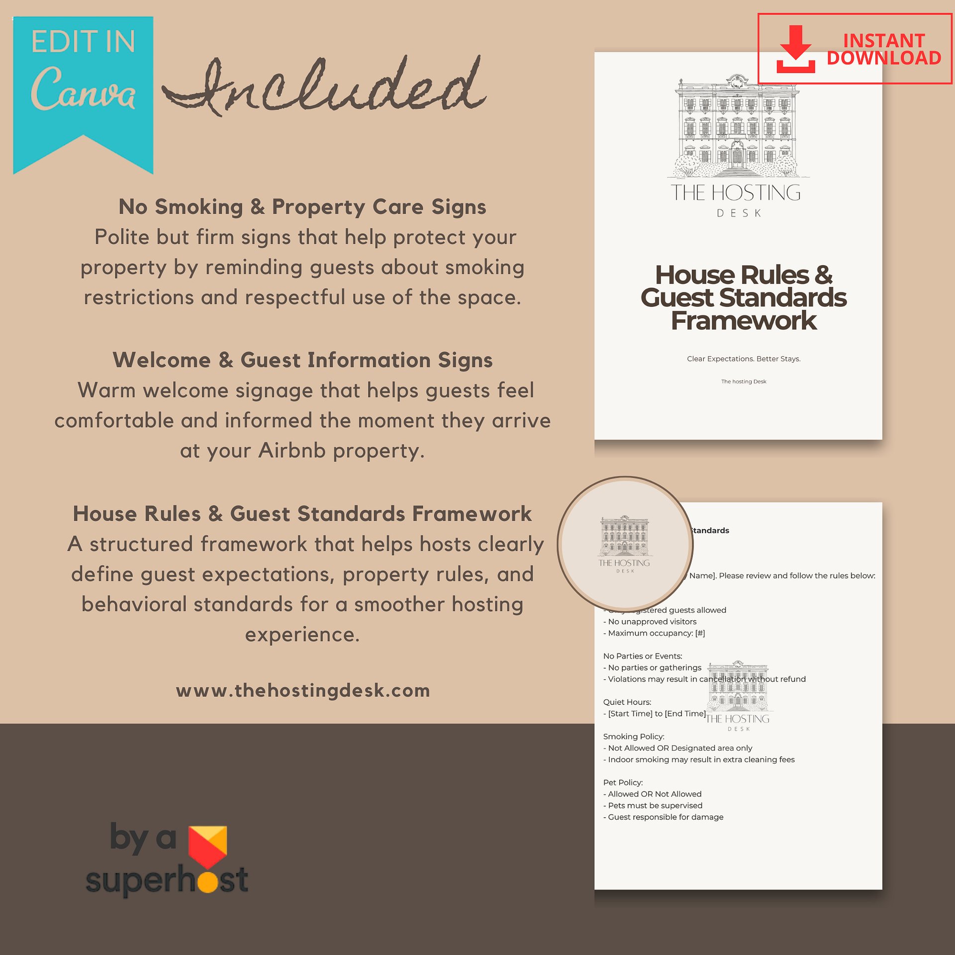 Airbnb House Rules & Guest Signs Bundle — 32 Editable Signs product image (4)