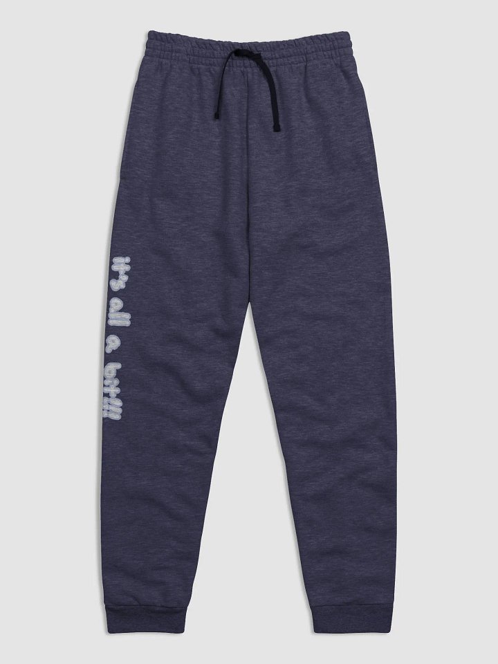 “It’s all a bit!!!” (long lined design, #BDCAEF) unisex joggers product image (12)