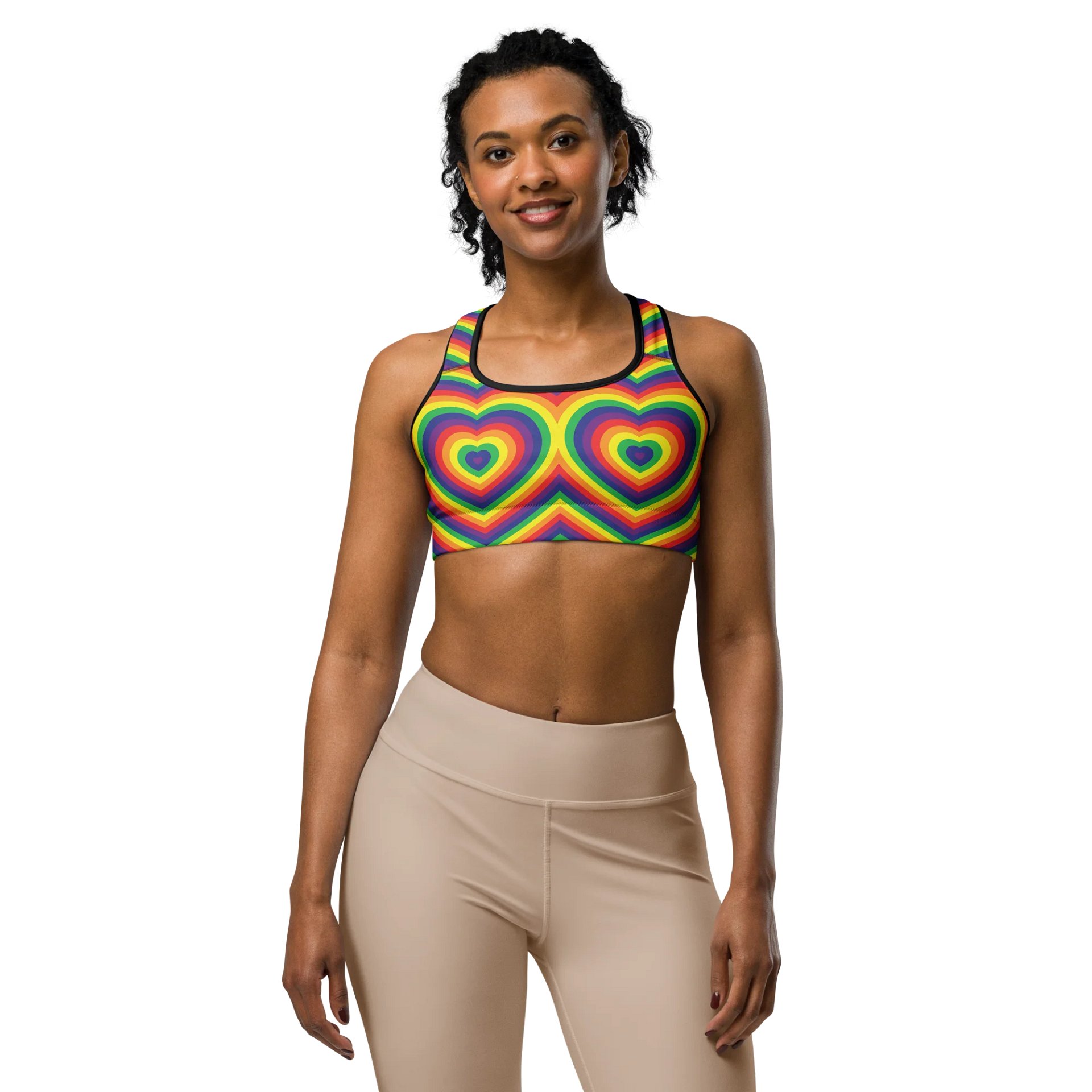 Rainbow Pride Hearts Sports Bra product image (1)