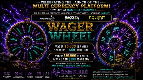 Gambulls just dropped multi-currency and we're celebrating by putting bonus buys on the line for our punters.
Wager $5K this ...