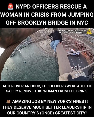🚨 WATCH - Newly released bodycam footage shows dramatic video of NYPD officers rescuing a woman in CRISIS as she sat on the B...