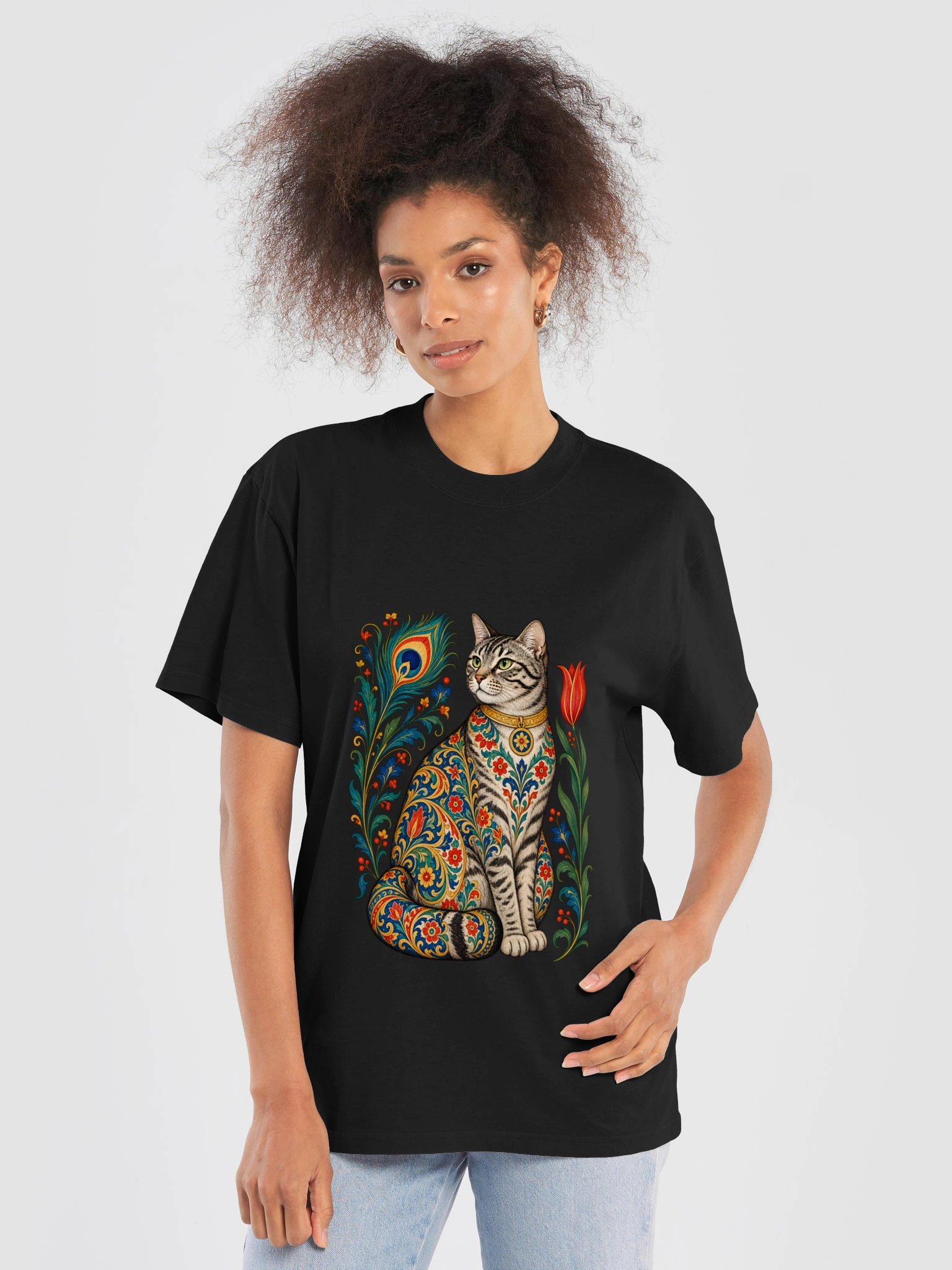 Vintage Storybook Cat Graphic Tee | Floral Cat Shir product image (30)
