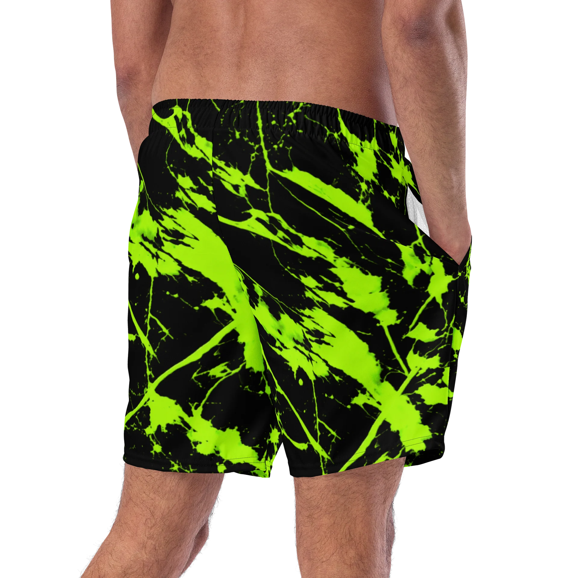 Neon Green Splatter Swim Trunks product image (9)