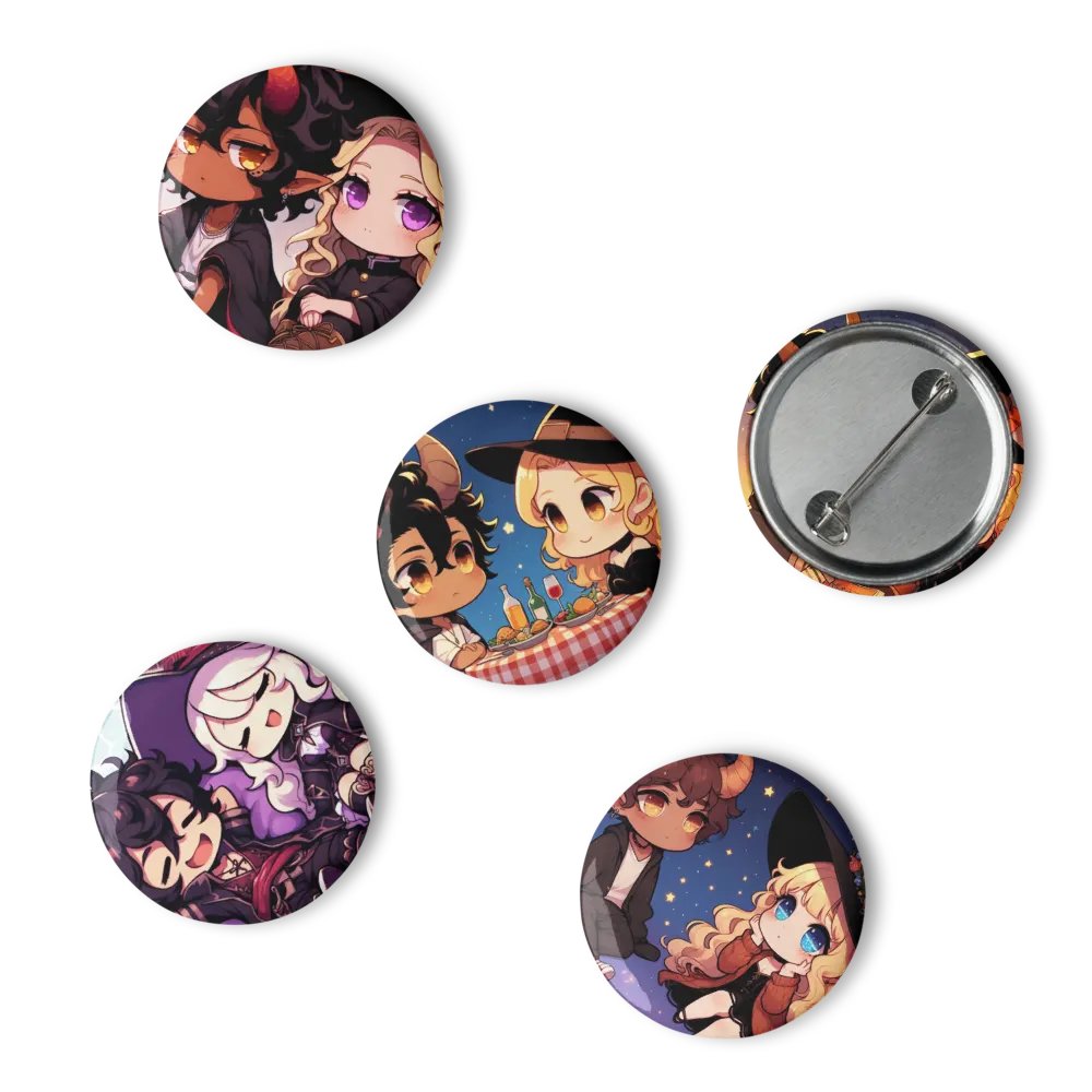 Whimsical Chibi Demon & Witch Pin Buttons Set 1 product image (4)
