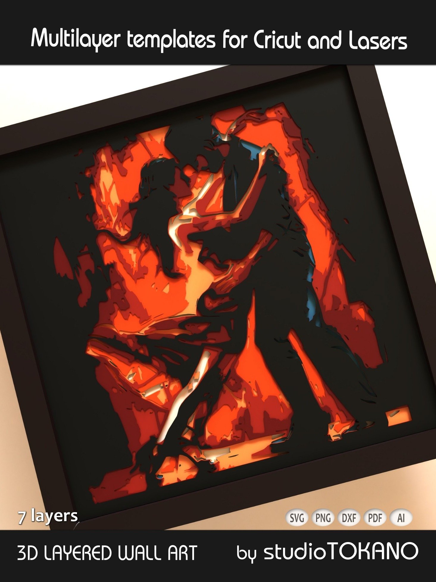 Tango Couple Layered Cut File product image (6)