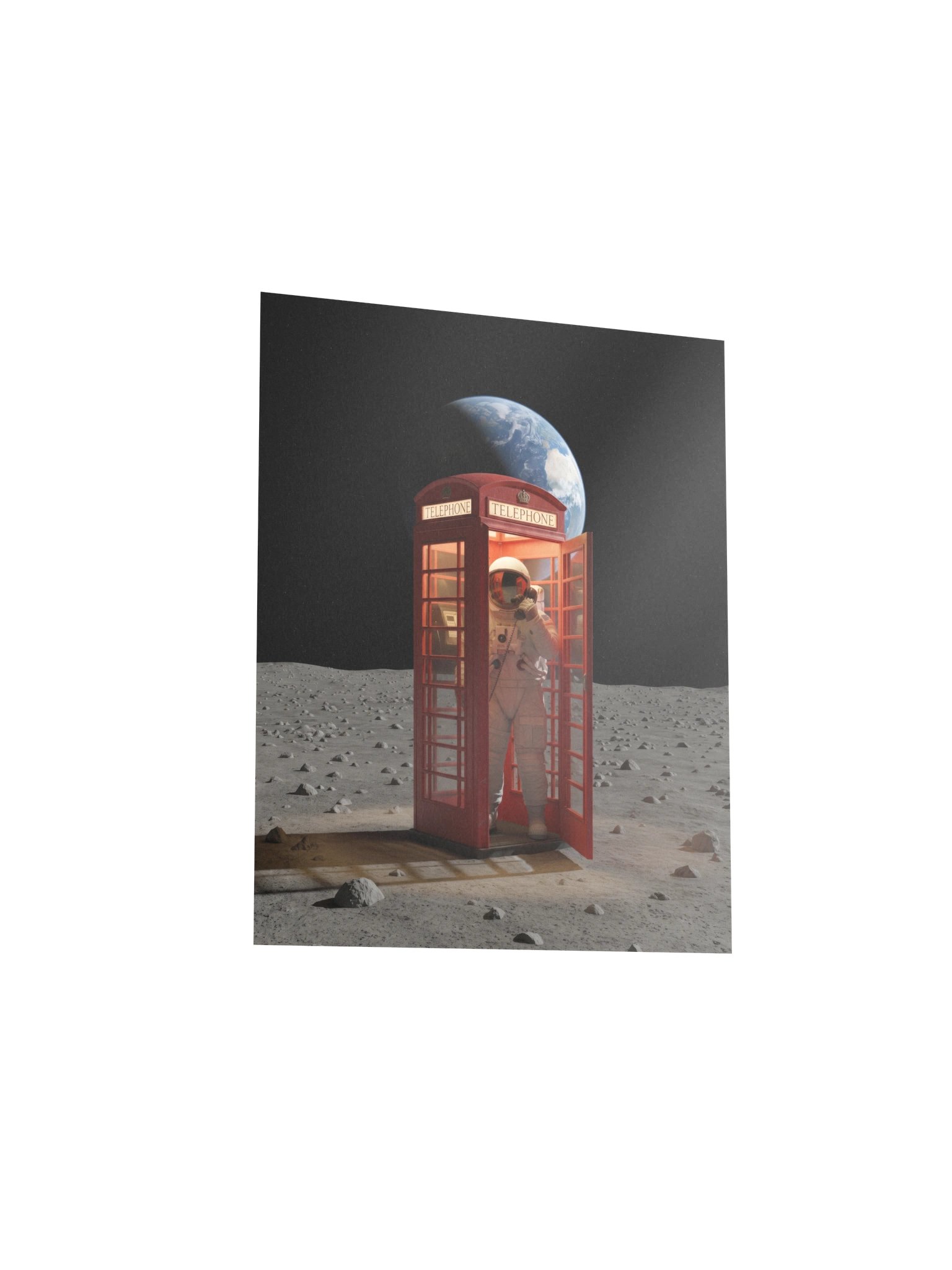 Red Telephone Box on the Moon Dreamcore Matte Poster product image (9)