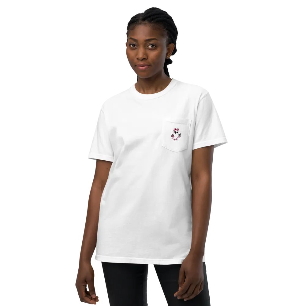 Cute Ghost Cotton Pocket T-Shirt product image (5)