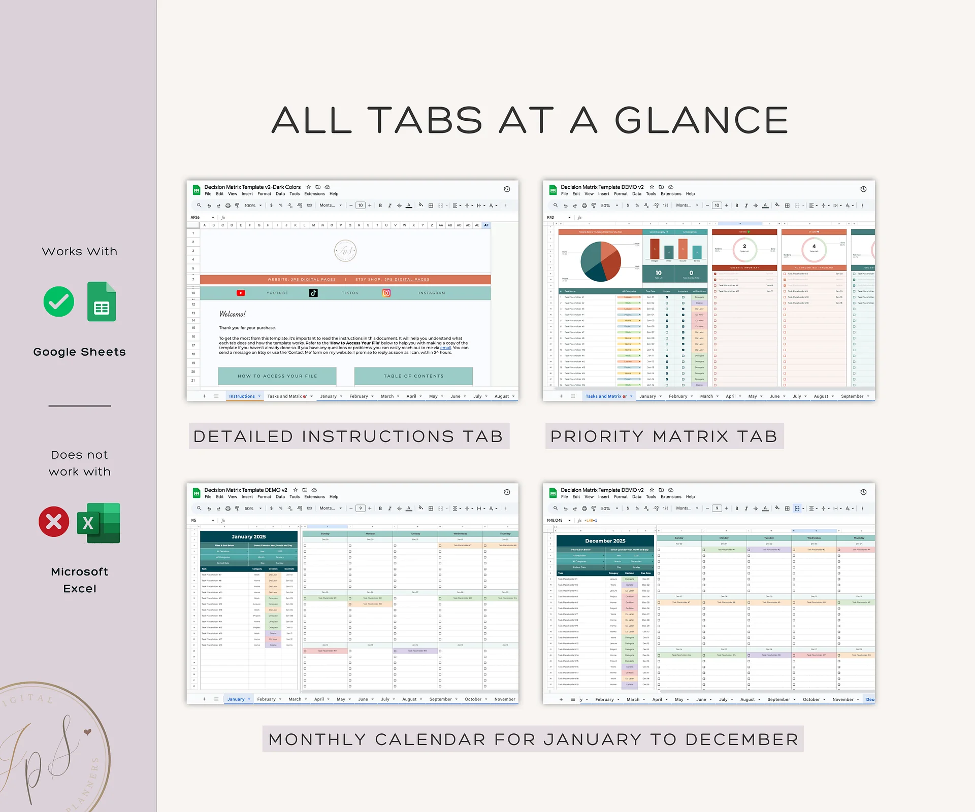 Priority Tracker Eisenhower Matrix, Google Sheets Template product image (9)