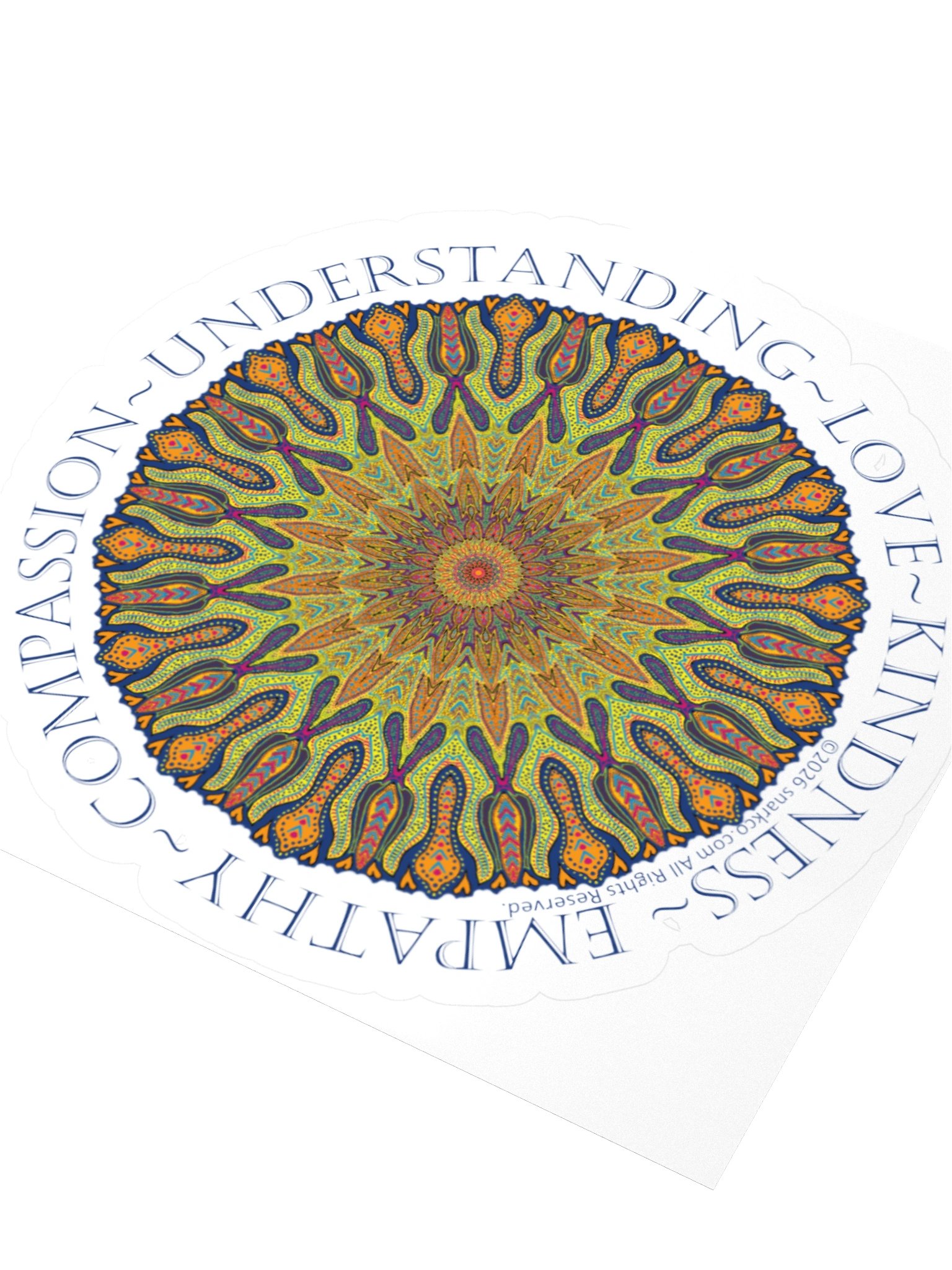 Mandala Kaleidoscope Stickers: Beautiful Burst Design Says: Empathy Compassion Understanding Love Kindness product image (3)