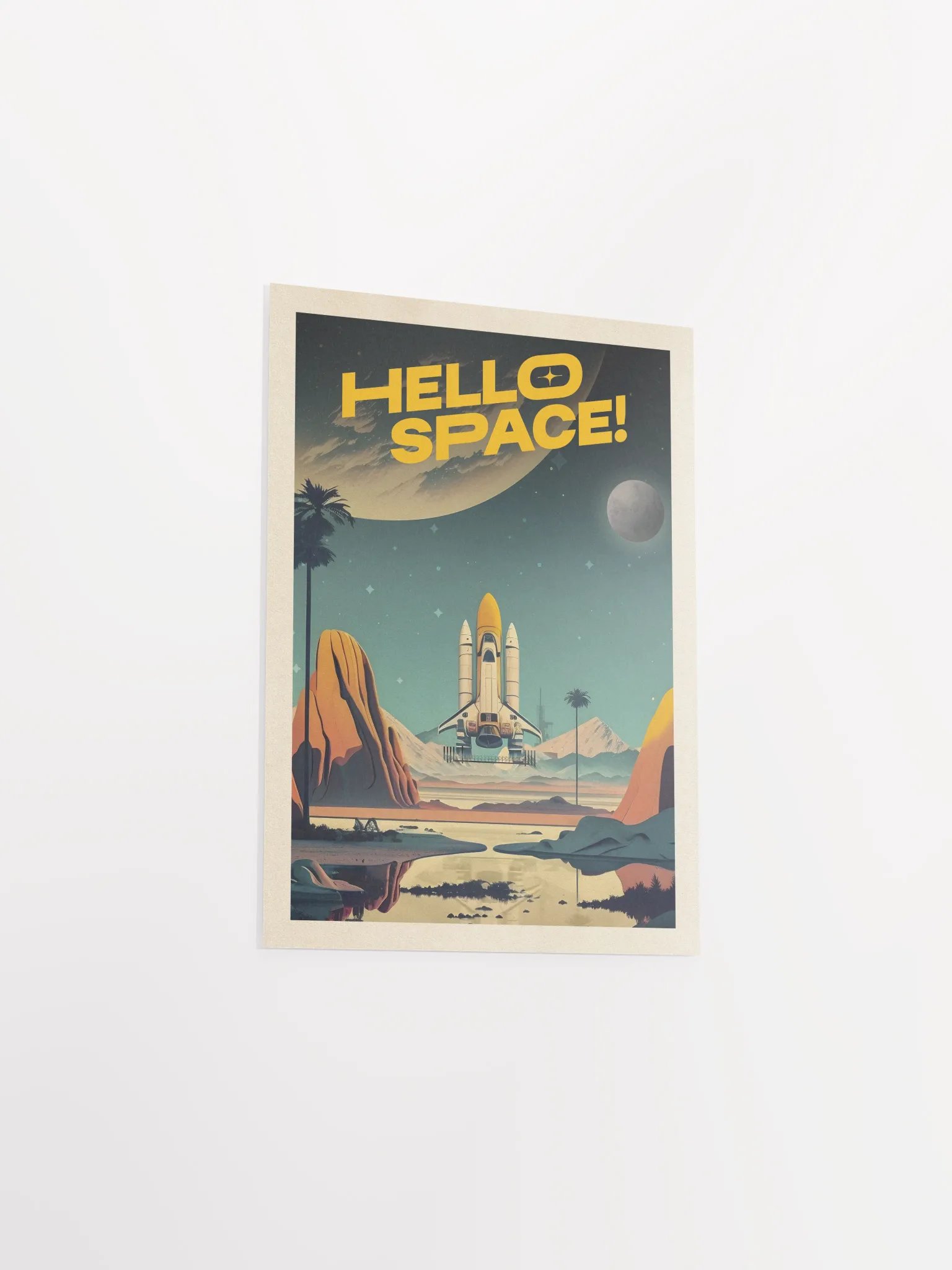 Hello Space! — Vintage space poster, retro space art, propaganda poster, retrofuturism art, retro sci-fi print product image (8)