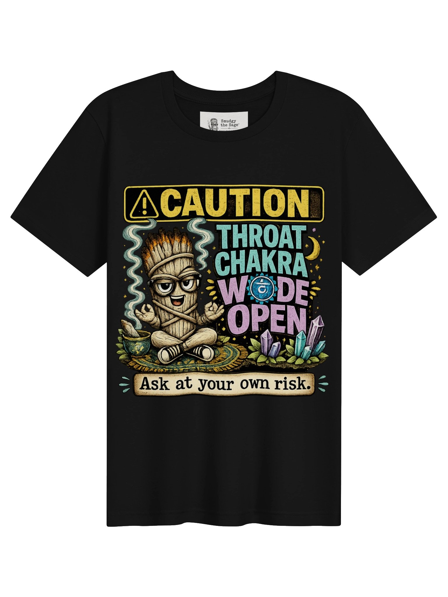 Smudgy the Sage - Throat Chakra Wide Open Unisex Tee product image (1)