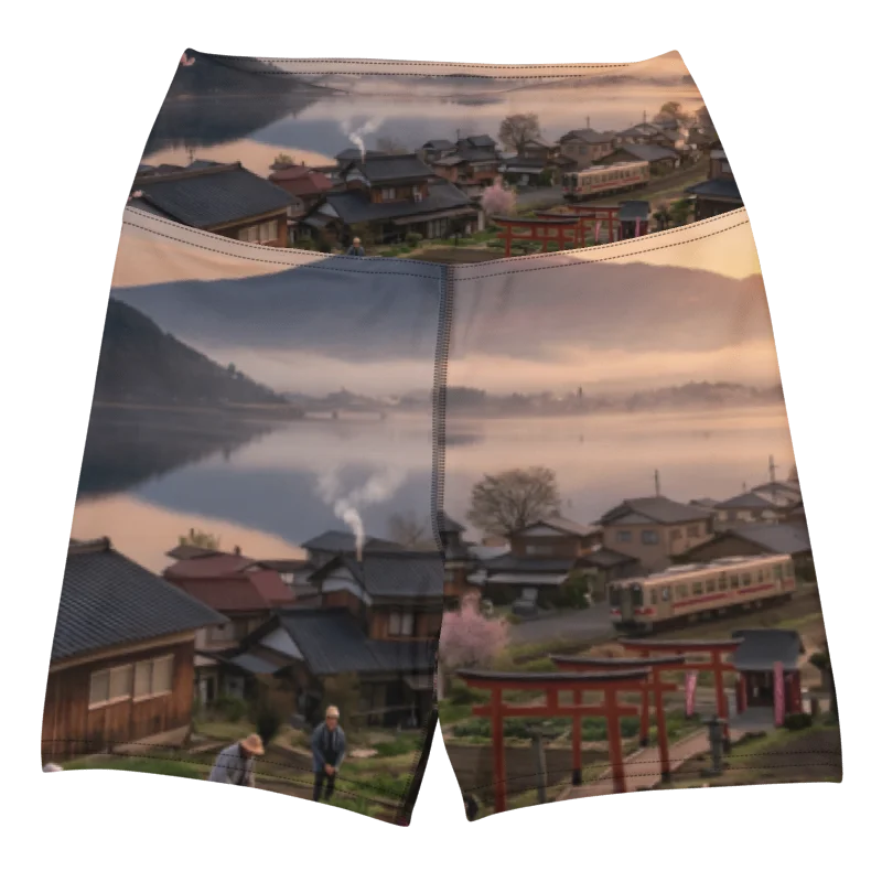 Mount Fuji High Waisted Yoga Shorts | Printed Activewear product image (1)