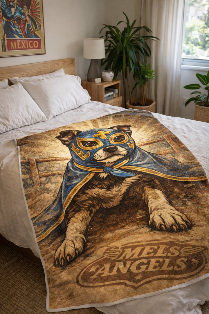Lucha Dog Throw Blanket – Funny Mexican Wrestling Pet Blanket | Small Couch & Pet Blanket 30×40 product image (1)