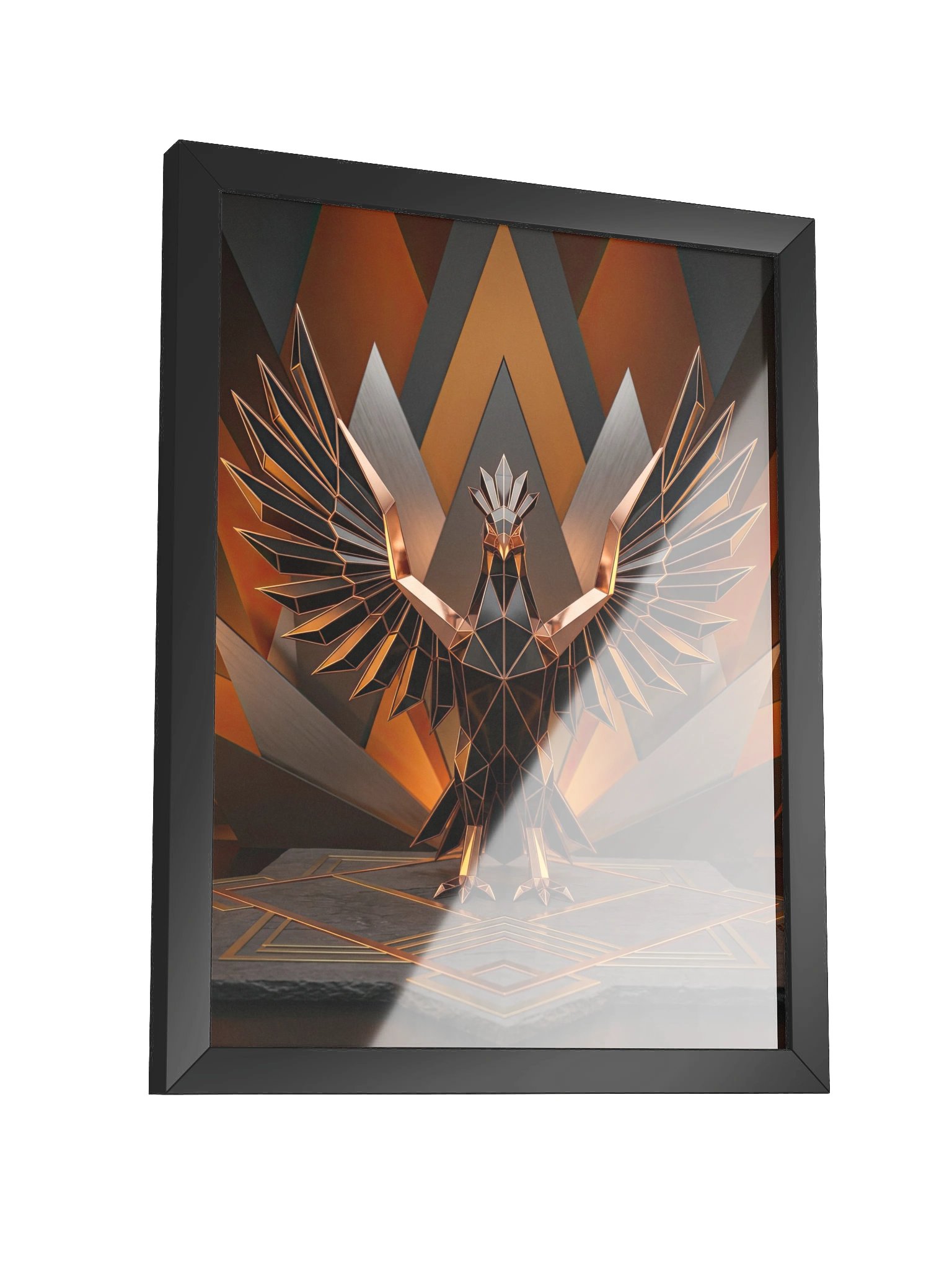 Radiant Geometric Phoenix Framed Poster - Neo-Deco Luxury Wall Art product image (3)