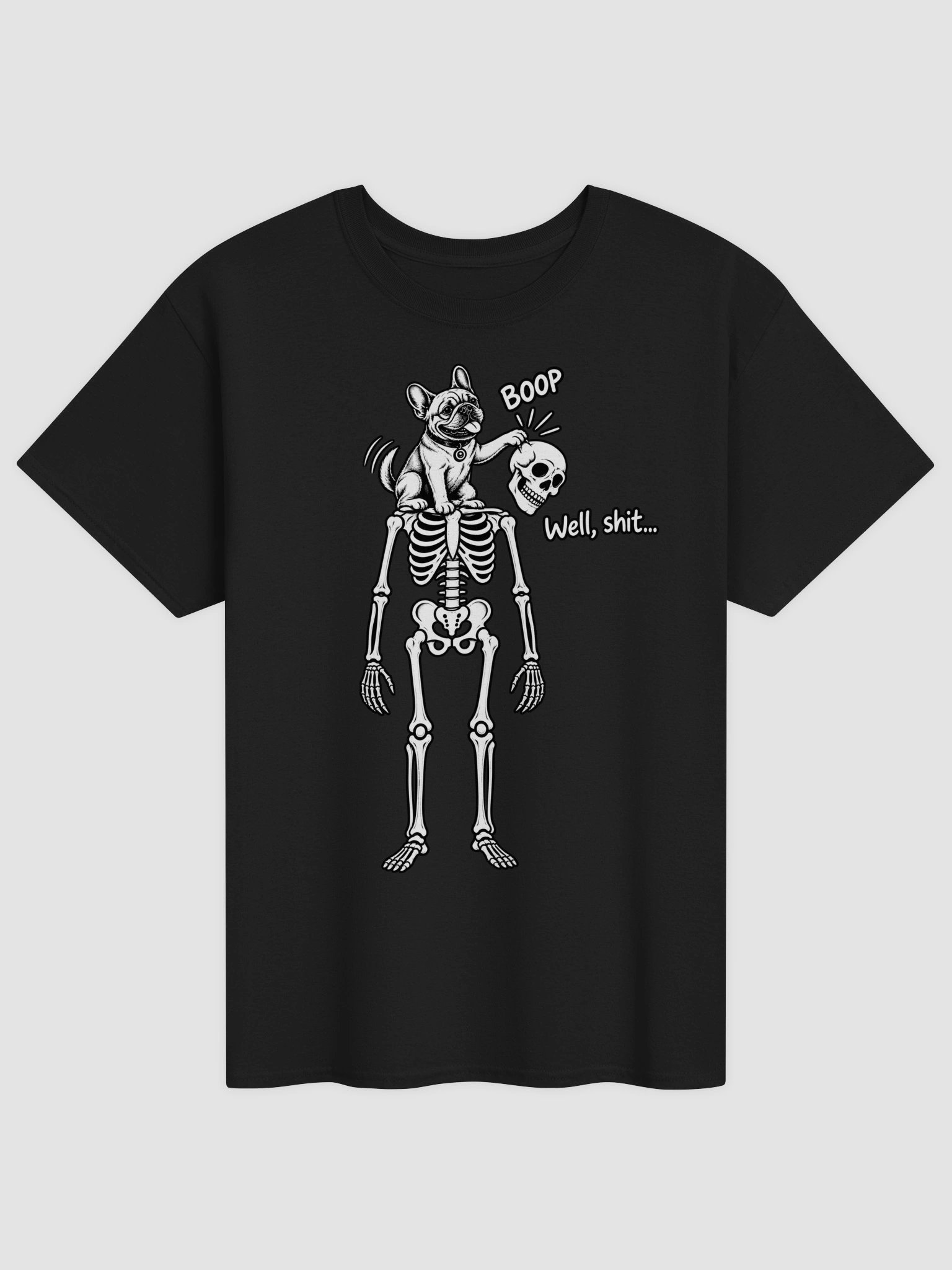 Boop Skeleton French Bulldog Funny Dog Shirt - "Well, Shit..." Sarcastic Halloween Tee product image (1)
