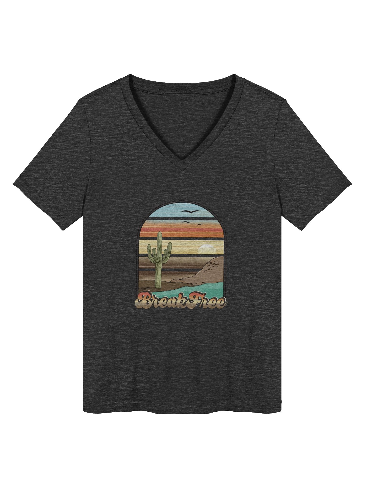 Women's Relaxed V-Neck T-Shirt - Break Free Cactus product image (5)