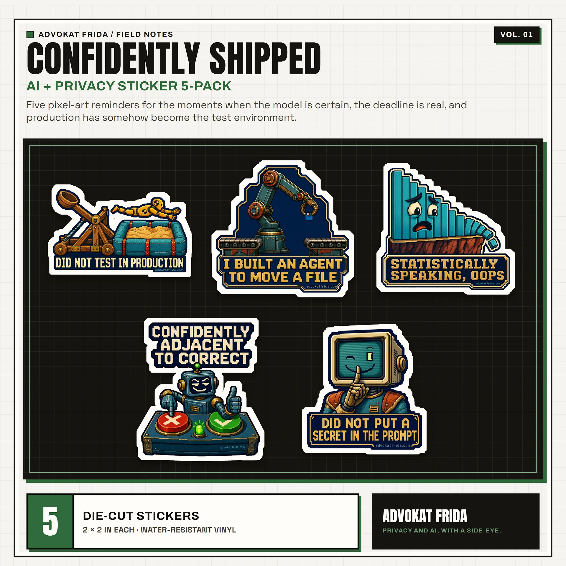 Confidently Shipped: AI + Privacy | 2-Inch Die-Cut Sticker 5-Pack product image (1)