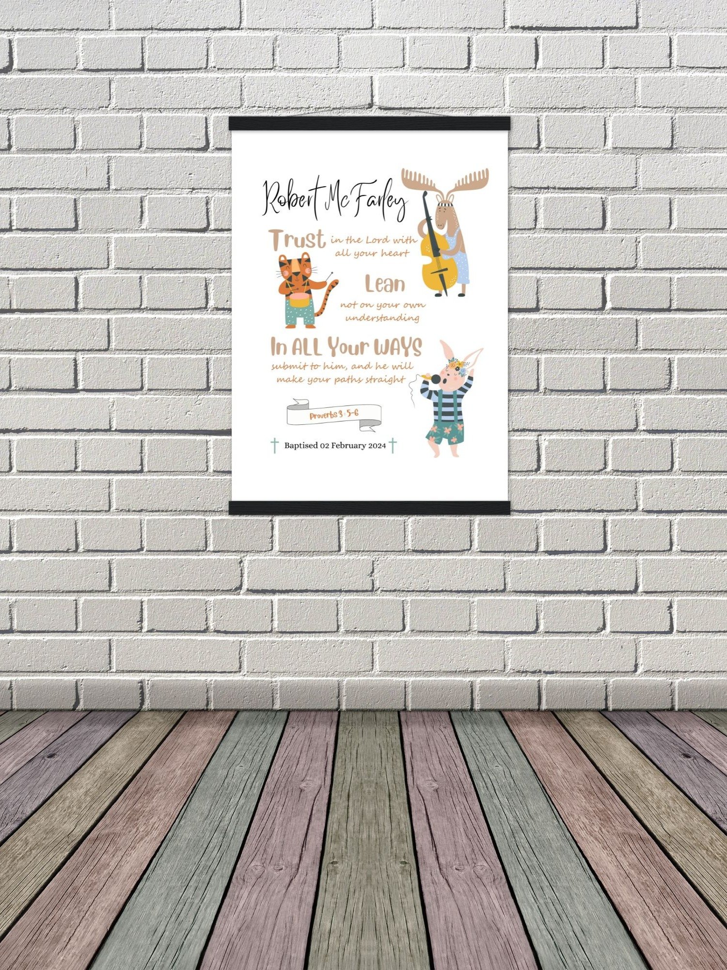 Forest Animals Orchestra Theme Baptism Canva Template product image (7)