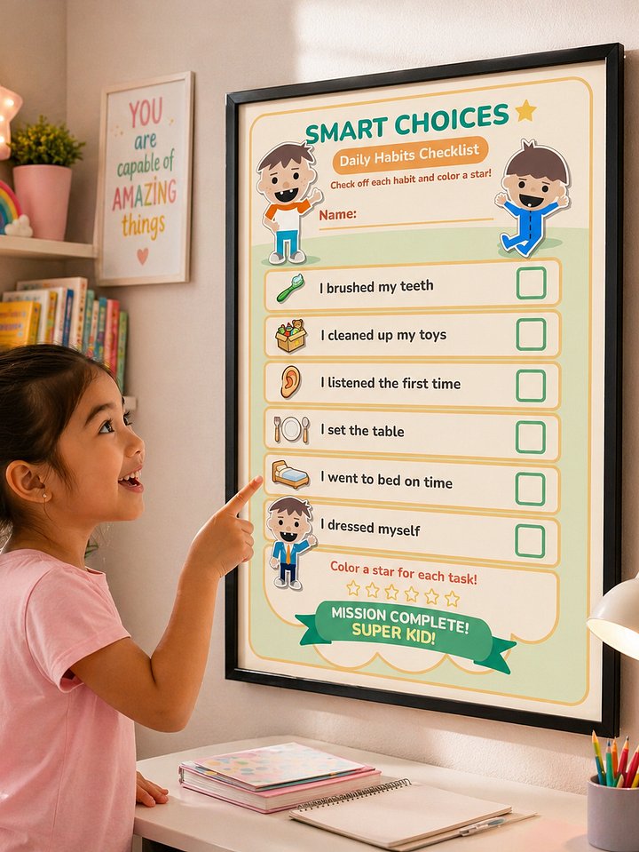 Smart Choices Daily Habits Chart for Kids | Roys Bedoys Reward Poster product image (2)