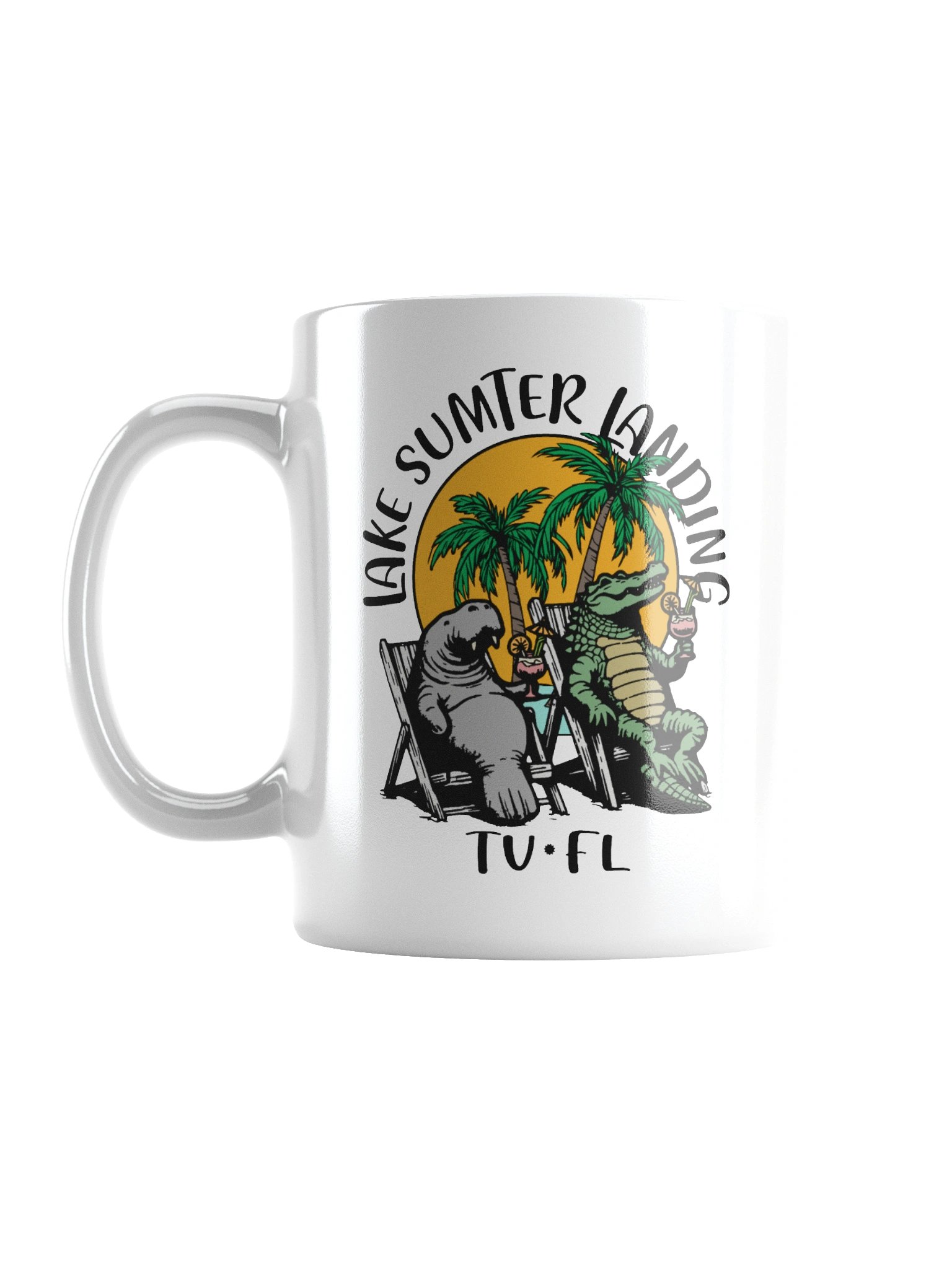 Lake Sumter Landing TV Florida USA Fun Manatee Alligator Design Coffee Mug product image (1)