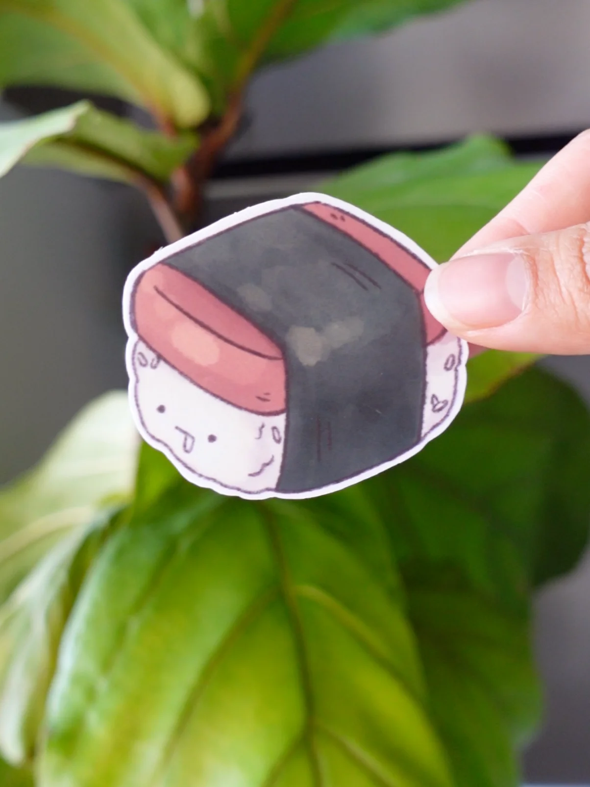 Spam Musubi with face drooling Waterproof Vinyl sticker product image (1)