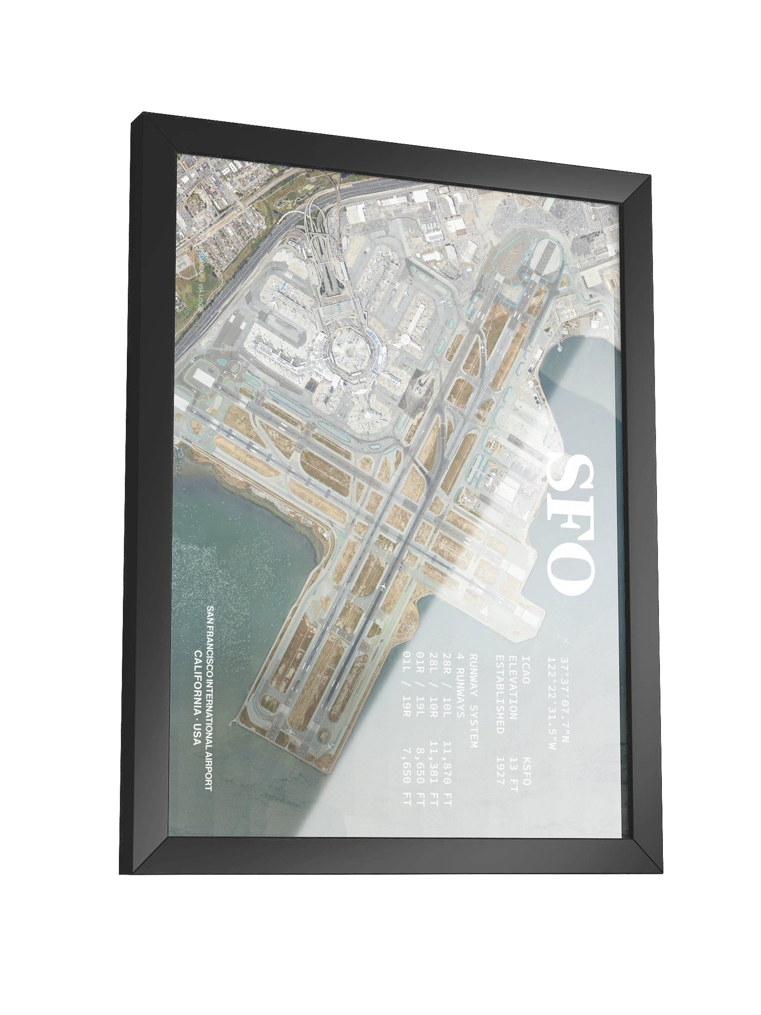 SFO - San Francisco International Airport Framed Aerial Print product image (23)