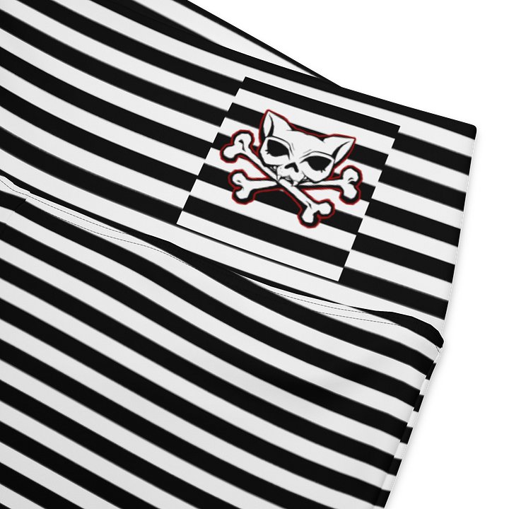 White and Blaque Stripped Kat Skull Flares product image (2)