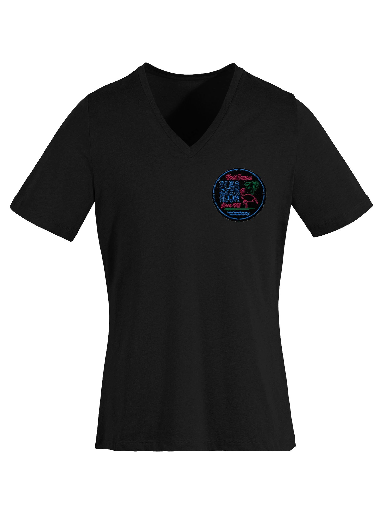 Elbo Room World Famous Neon Flamingo Women's V-Neck | Core Black product image (41)