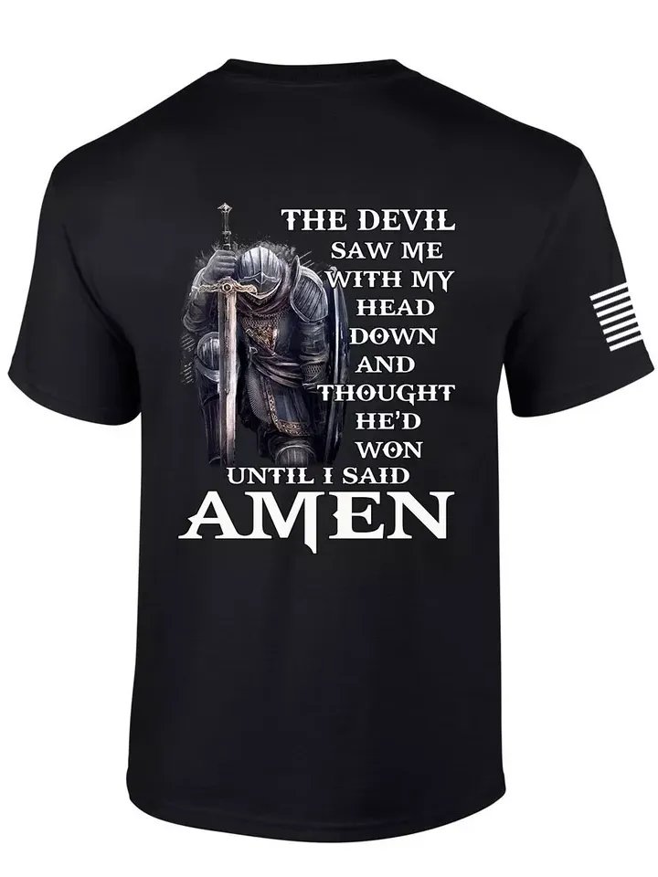 Mens Christian T-shirt Devil Thought He'd Won Short Sleeve T-shirt product image (2)