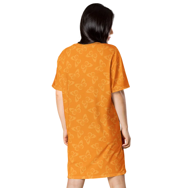 Stylish Orange Butterfly Print T-Shirt Dress product image (2)