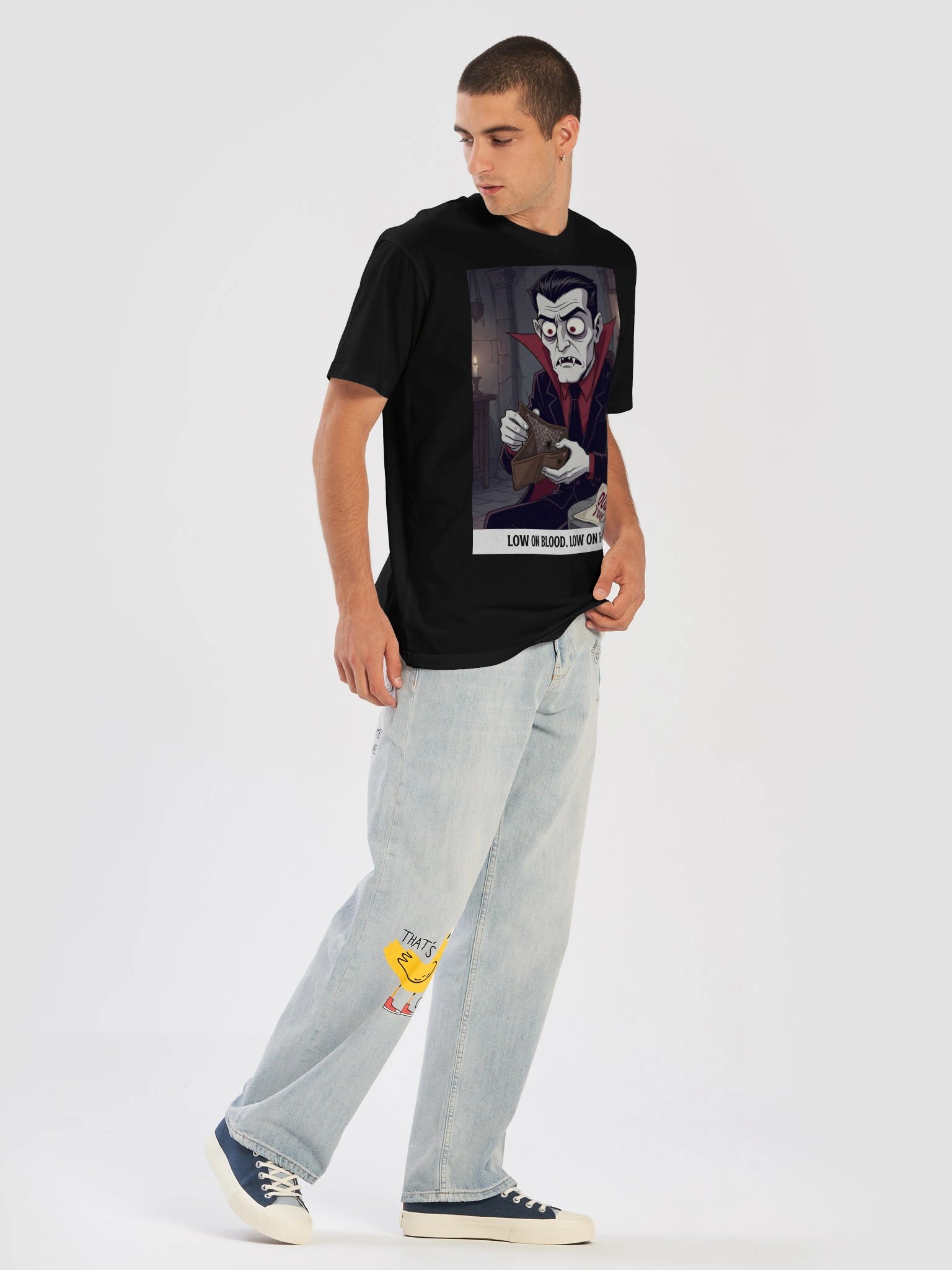 Low On Blood. Low On Funds. Vampire Shirt – Gothic Streetwear Apparel product image (5)
