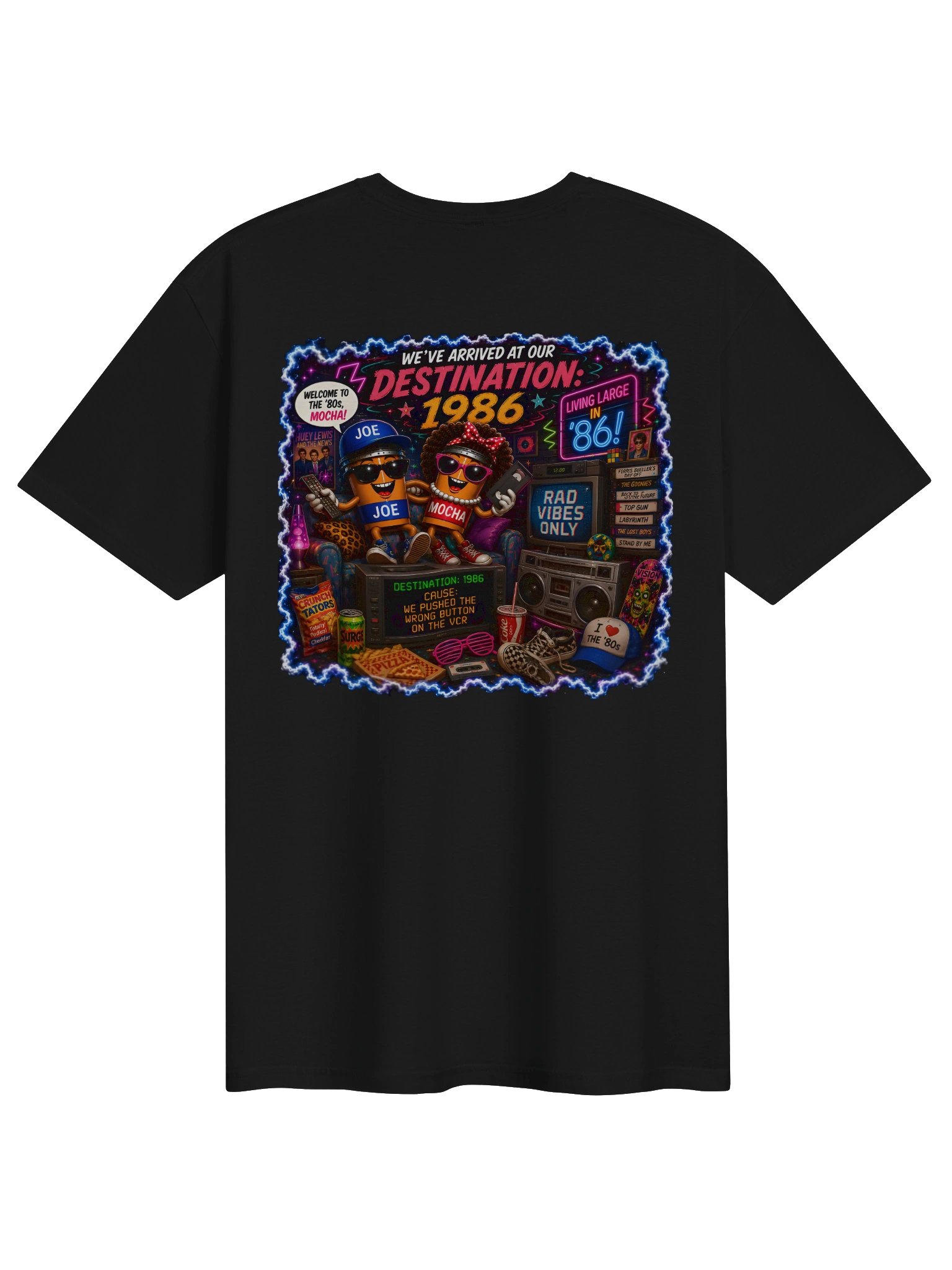 1986 🚀 JOE & MOCHA'S TIME TRAVEL ADVENTURES™ Fueled by Coffee. Powered by Bad Decisions. product image (2)