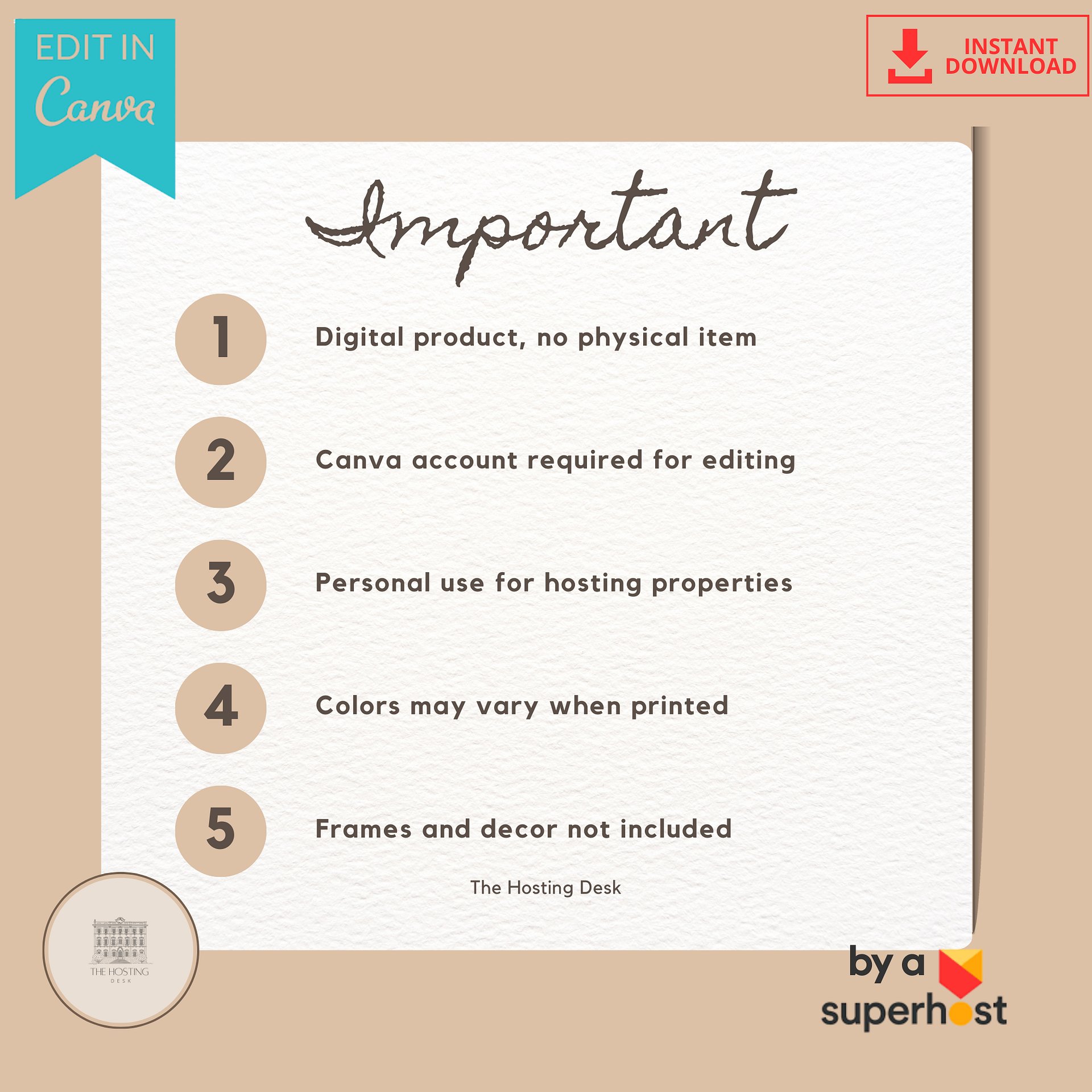 Airbnb House Rules & Guest Signs Bundle — 32 Editable Signs product image (7)