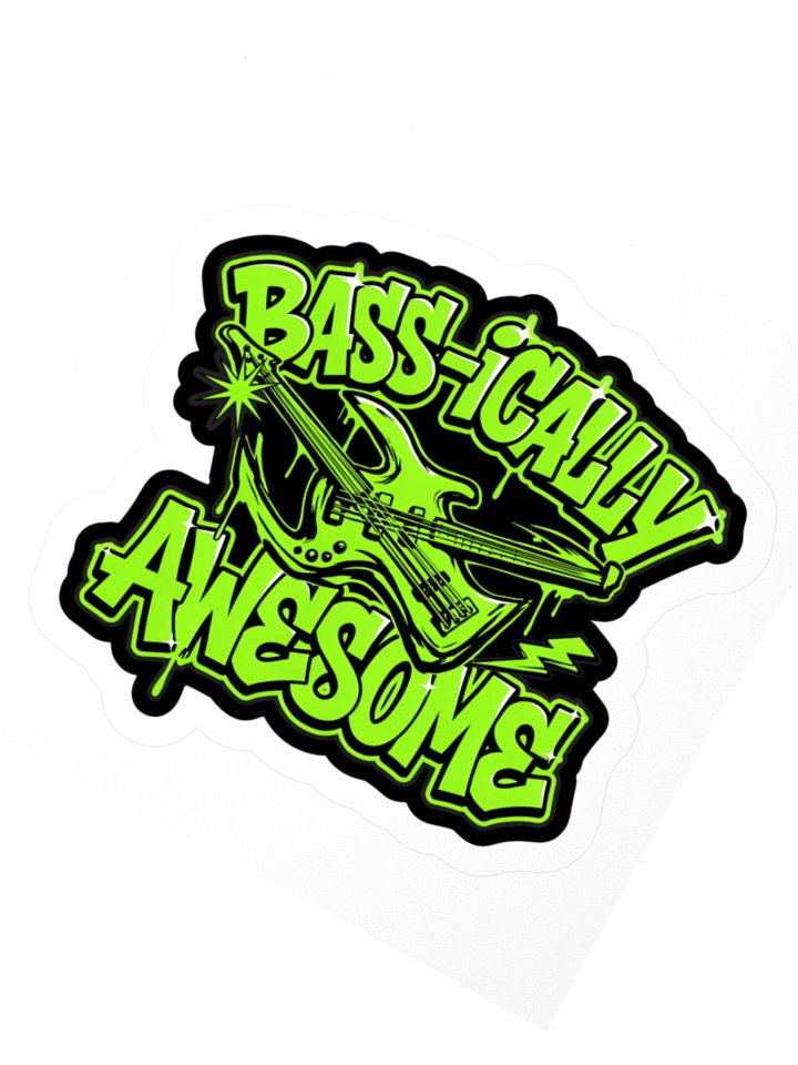 Bass-ically Awesome Neon Bass Guitar Kiss Cut Sticker product image (5)