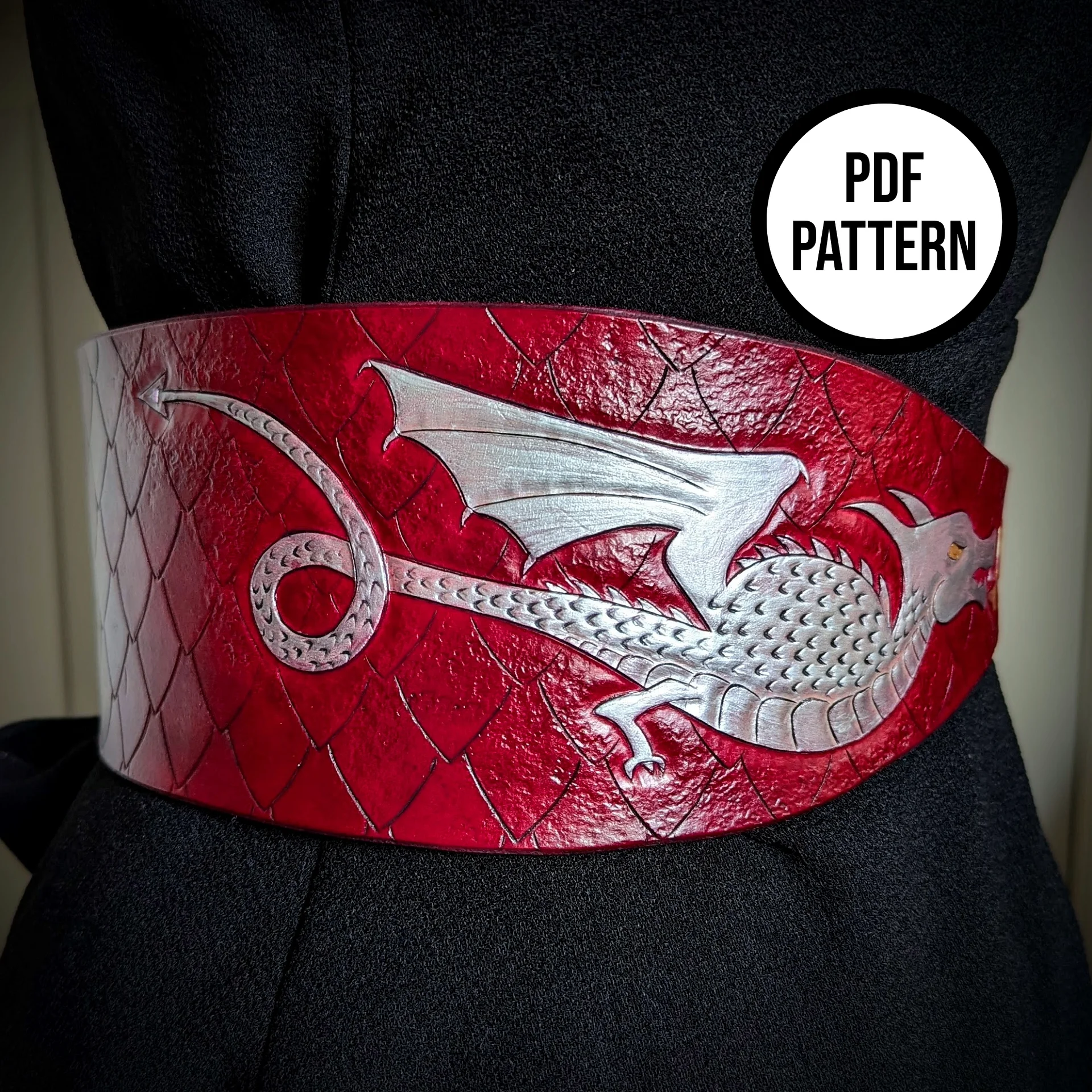 Leather Corset Belt with Dragons - PDF Pattern for Leatherwork product image (3)